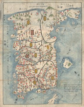 1785 Hayashi Shihei Woodblock Map of Korea