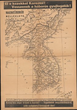 1950 Hungarian Police Annex Propaganda Map of Korea, Korean War