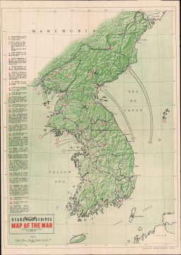 1952 Pacific Stars and Stripes Map of the Korean War