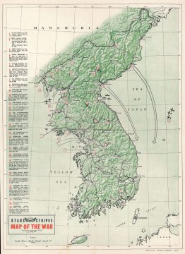 1952 Pacific Stars and Stripes Map of the Korean War