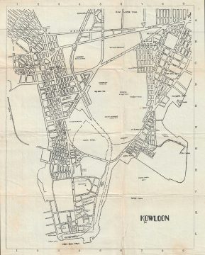 1920s Information Bureau Map of Kowloon, Hong Kong