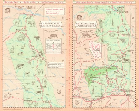 1955 National Parks Pictorial Map of Kruger National Park, South Africa