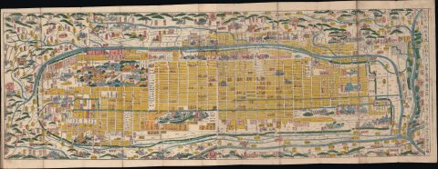 1863 Takehara Tourist / Pilgrim Map of Kyoto, Japan