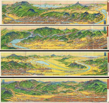 1928 Showa 3 Hiroshi Yoshida Railroad Map of Kyoto, Japan (4 Maps)