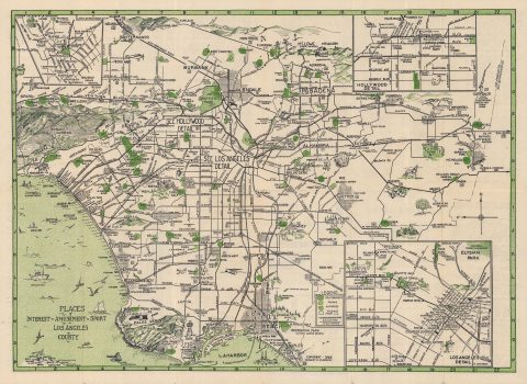 1929 Floercky Pictorial Map of Los Angeles County