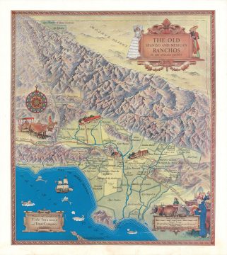 1937 Eddy Pictorial Map of Los Angeles County Ranchos
