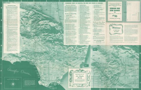 1945 All Year Club of Southern California Map of Los Angeles City and County, California