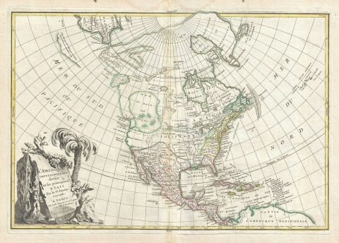 1762 Janvier Map of North America (Sea of the West)