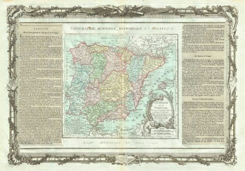 1786 Desnos and de la Tour Map of Spain and Portugal