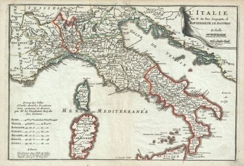 1700 De Fer Map of Italy