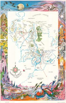 1965 Barbara Remington Map of Tolkien's Middle Earth (Lord of the Rings)