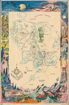 1969 Barbara Remington Map of Tolkien's Middle Earth (Lord of the Rings)