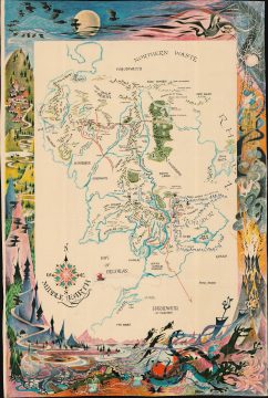 1969 Barbara Remington Map of Tolkien's Middle Earth (Lord of the Rings)
