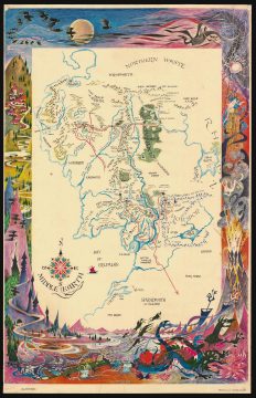 1969 Barbara Remington Map of Tolkien's Middle Earth (Lord of the Rings)