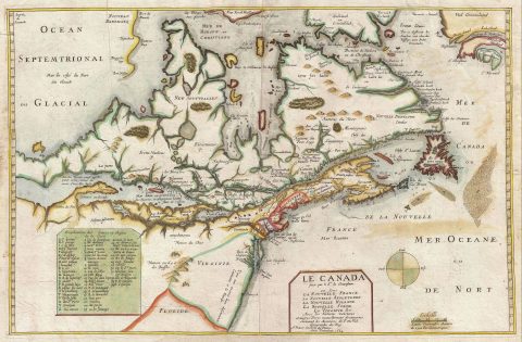 1664 Du Val / Champlain Map of Canada, New England, and the Great Lakes