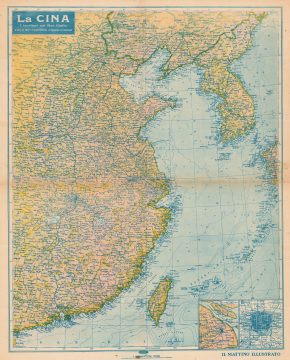 1937 'Il Mattino Illustrato' Propaganda Map of China / 2nd Sino-Japanese War