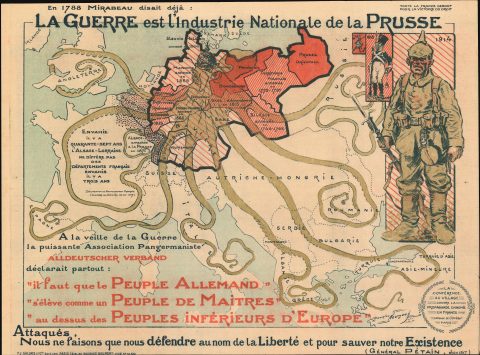 1917 Neumont Propaganda Map of Europe During World War I