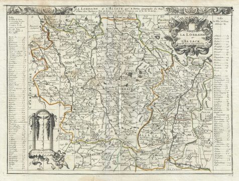 1676 Du Val Map of Lorraine and Alsace, France