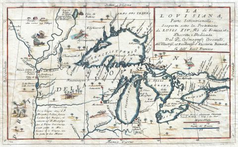 1694 Coronelli Map of the Great Lakes (Most Accurate Map of the Great Lakes)