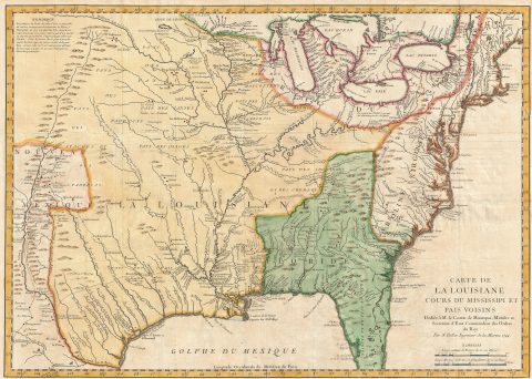 1744 Bellin Map of North America (w/ Louisiana, Florida, and New England)