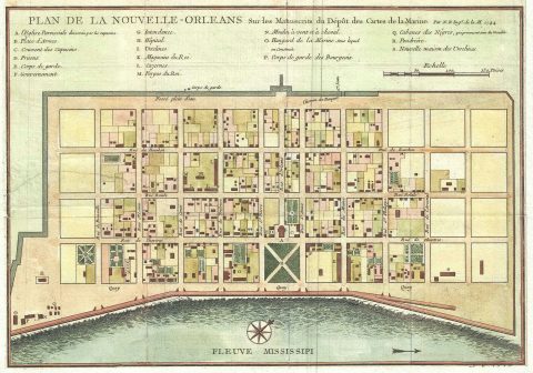 1744 Bellin Map of New Orleans, Louisiana