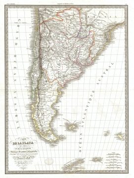 1828 Lapie Map of Chile and Patagonia (Argentina)