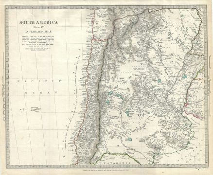 1840 S.D.U.K. Map of Chile and Argentina