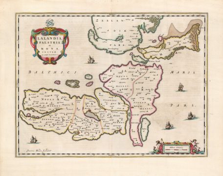 1659 Blaeu Map of the Southern Islands of Denmark