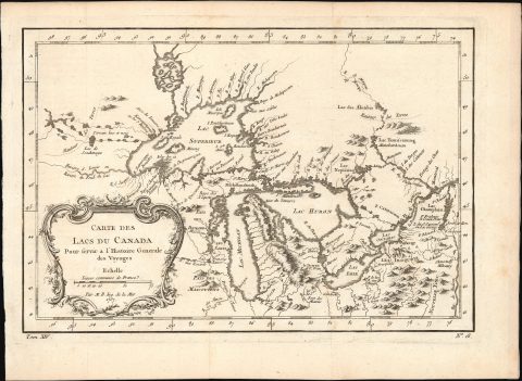 1757 Bellin Map of the Great Lakes