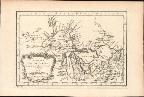 1757 Bellin Map of the Great Lakes