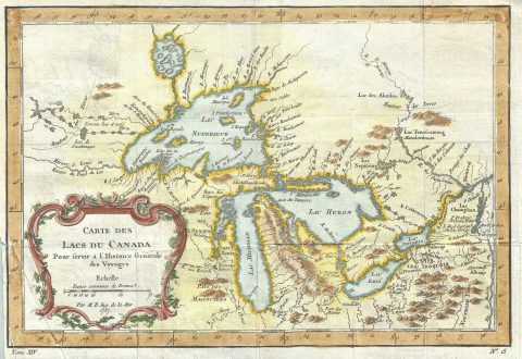 1757 Bellin Map of the Great Lakes