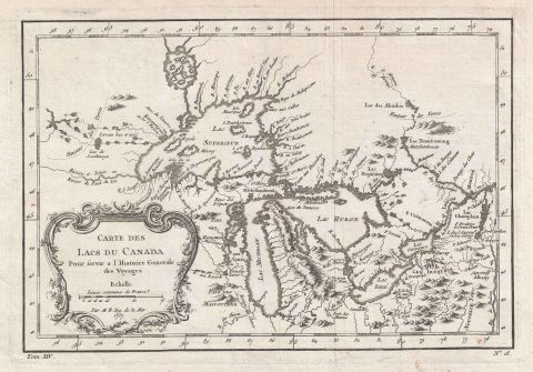 1757 Bellin Map of the Great Lakes