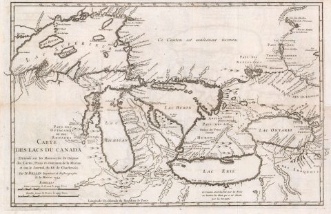 1744 Bellin-Charlevoix Map of the Great Lakes (a seminal map)