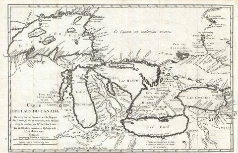 1744 Bellin Map of the Great Lakes (a seminal map)