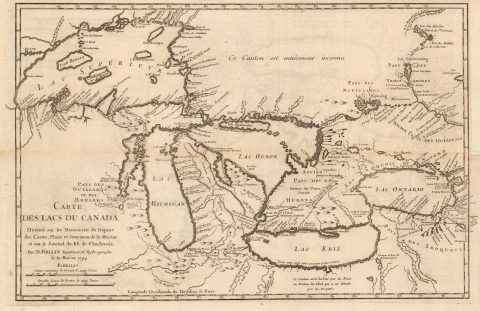 1744 Bellin-Charlevoix Map of the Great Lakes (a seminal map)