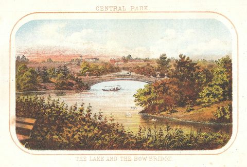 1868 Shannon and Rogers View of the Bow Bridge and Lake, Central Park, New York City