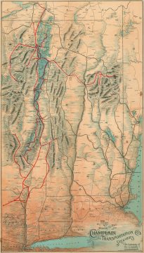 1898 Lake Champlain Transportation Map of New York to Montreal