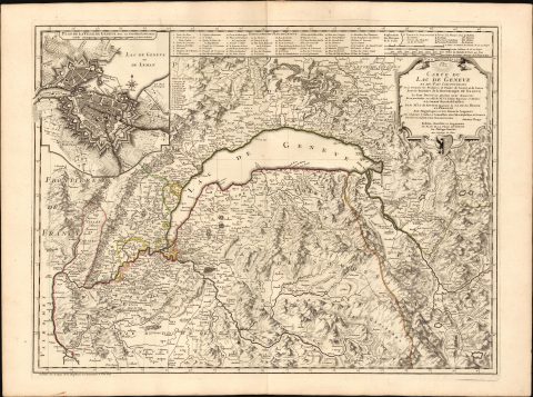 1740 Chopy Map of Lake Geneva (Lac Leman) and Environs, France and Switzerland