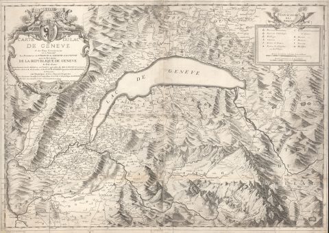 1730 Chopy Map of Lake Geneva (Lac Leman) and Environs, France and Switzerland