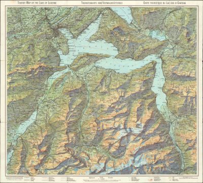 1948 Orell Fussli Tourist Map of Lake Lucerne and Vicinity, Switzerland