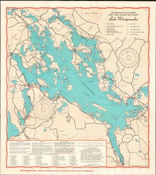 1958 Capital Offset Nautical Chart of Lake Winnipesaukee, NH.