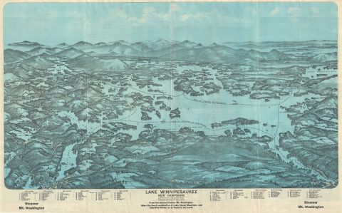 1903 Walker Map and View of Lake Winnipesaukee, New Hampshire