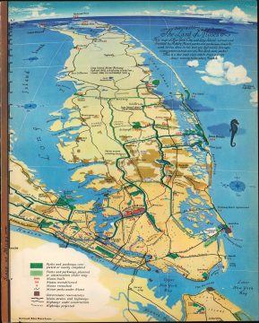 1938 Richard Edes Harrison Map of Robert Moses' Works in New York City and Long Island