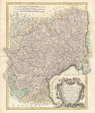 1771 Bonne Map of Languedoc and Roussillon, France