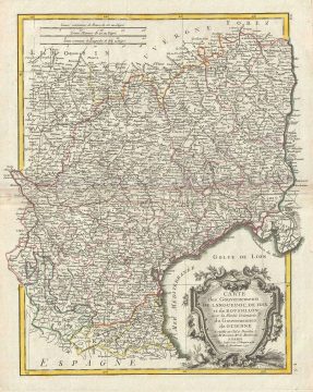 1771 Bonne Map of Languedoc and Roussillon, France