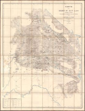 1889 'Mission Pavie' First Scientific Survey Map of Laos