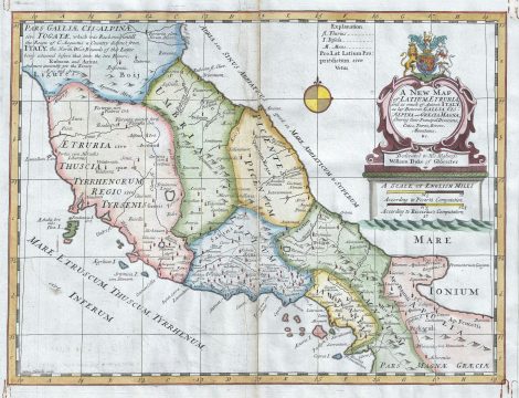 1712 Wells Map of Central Italy in Antiquity