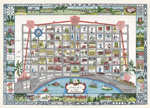 1942 Barnes Pictorial Map of New Orleans, Louisiana