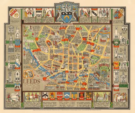 1949 Denis Mason Jones Pictorial Map of Leeds, England