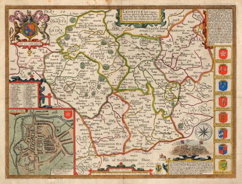 1770 John Speed County Map of Leicester (Scarce Dicey Edition)